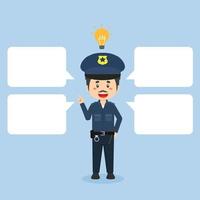 Police Character Shows Get Idea with Bubble Text vector