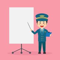 Pilot Character with Blank Board vector