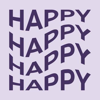 Happy, wave text vector illustration abstract shape. Graphic vector element with warp effect for your design