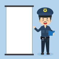 Police Character with Blank Board