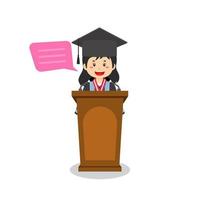 Girl Says Farewell Speech Her Graduation vector