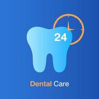 Dental care concept. Good hygiene tooth, prevention 24 hrs, check up and dental treatment. vector
