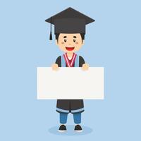 Graduate Student Boy Hold Blank Board vector