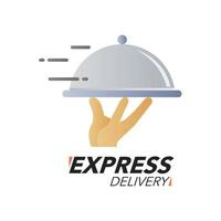 Express delivery icon concept. Hand holding the dish icon for service, order, fast, free and worldwide shipping. vector