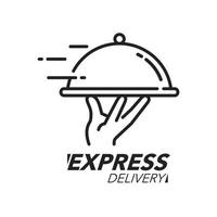 Express delivery icon concept. Hand holding the dish icon for service, order, fast, free and worldwide shipping. vector