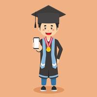 Graduated Student Character Hold The Phone vector