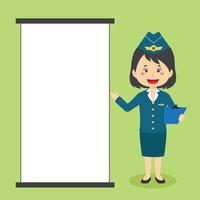 Stewardess Character with Blank Board vector