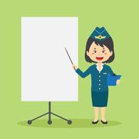 Stewardess Character with Blank Board vector