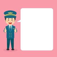 Pilot Character  Making Thumb Up with Speech Bubbles vector