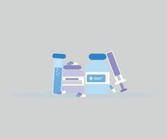 Vaccine bottles and injection with test kit vector