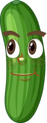 Cucumber cartoon character with facial expression