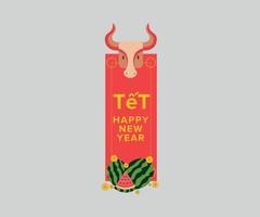 vietnam tet feliz año nuevo banner con tipografía arte vectorial vector