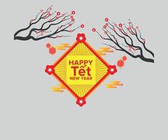 vietnam tet feliz año nuevo tipografía vector arte gráfico