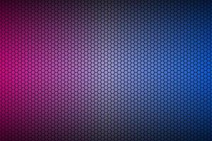 Abstract blue and purple neon geometric hexagonal mesh material background. Perforated metallic technology wallpaper. Vector abstract widescreen background