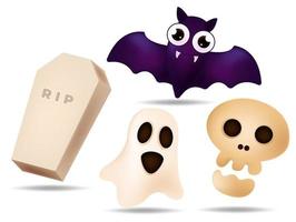 Helloaween cute emoticons, emoji set vector