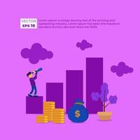 Income salary rate increase. Finance performance of return on investment ROI concept vector