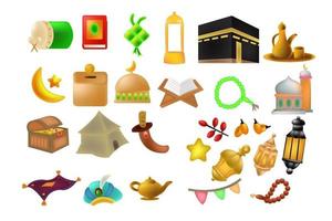 Ramadan kareem cute icon set Background illustration vector