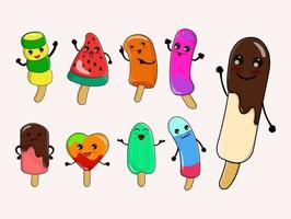 dibujos animados de personaje lindo helado en verano vector