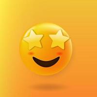 Star struck emoji cute face with star eyes vector