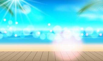 Vacation background. Beach with palm trees and blue sea vector