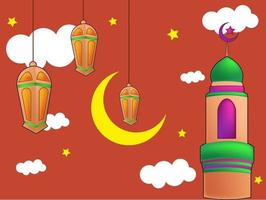 Ramadan kareem cute background illustration vector