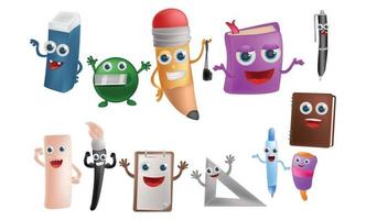 Back to school character collection illustration on white backround vector