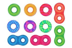 Various types rubber swim rings set isolated on white background vector