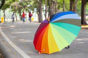 Umbrella on the road in the park photo