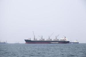 Large cargo ship on the sea photo