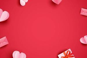 Fondo de San Valentín para tarjetas de felicitación con corazones de papel. foto