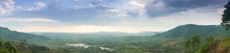 Mountains, forests and agricultural areas photo