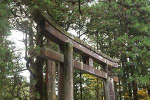 puerta de piedra en el santuario toshogu en japón. foto