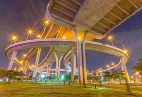 Bhumibol Bridge in Bangkok at night photo