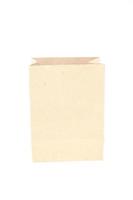 Bolsa de papel marrón sobre fondo blanco.