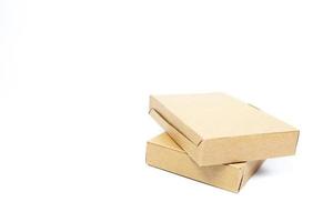 Brown boxes on white background photo