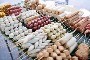 Fried meatballs at a street vendor photo