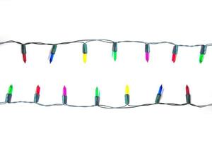 String of Christmas lights isolated on white background photo