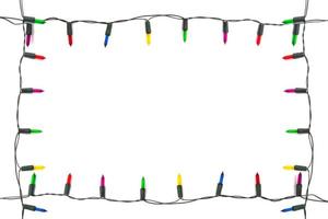 String of Christmas lights isolated on white background photo