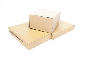 Brown boxes on white background photo