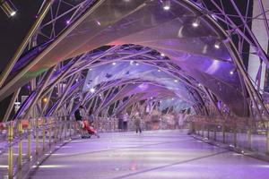 Bridge in Singapore city at night photo