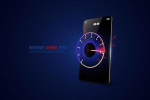 Internet speed test smartphone interface vector template. Mobile app page blue design layout. Wifi, mobile internet booster screen. Flat UI for application.