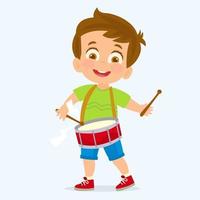 Boy playing drum vector