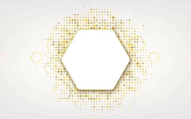 Golden hexagonal frame with glitter background