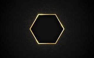 Golden sparkling frame on black background vector