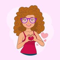 Woman making a heart gesture with her fingers vector