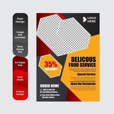 Food Delivery Flyer Pamphlet brochure design template