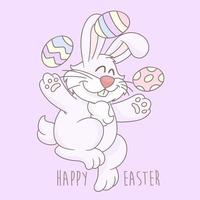 Little Easter bunny and Easter eggs vector