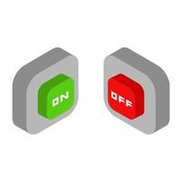 On Off Isometric Button On White Background vector