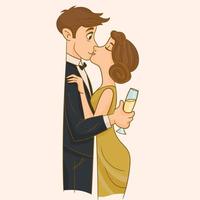 Couple kissing in new year vector