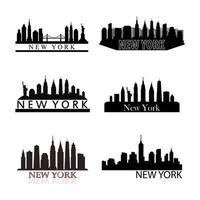 Set of US city skylines on white background vector